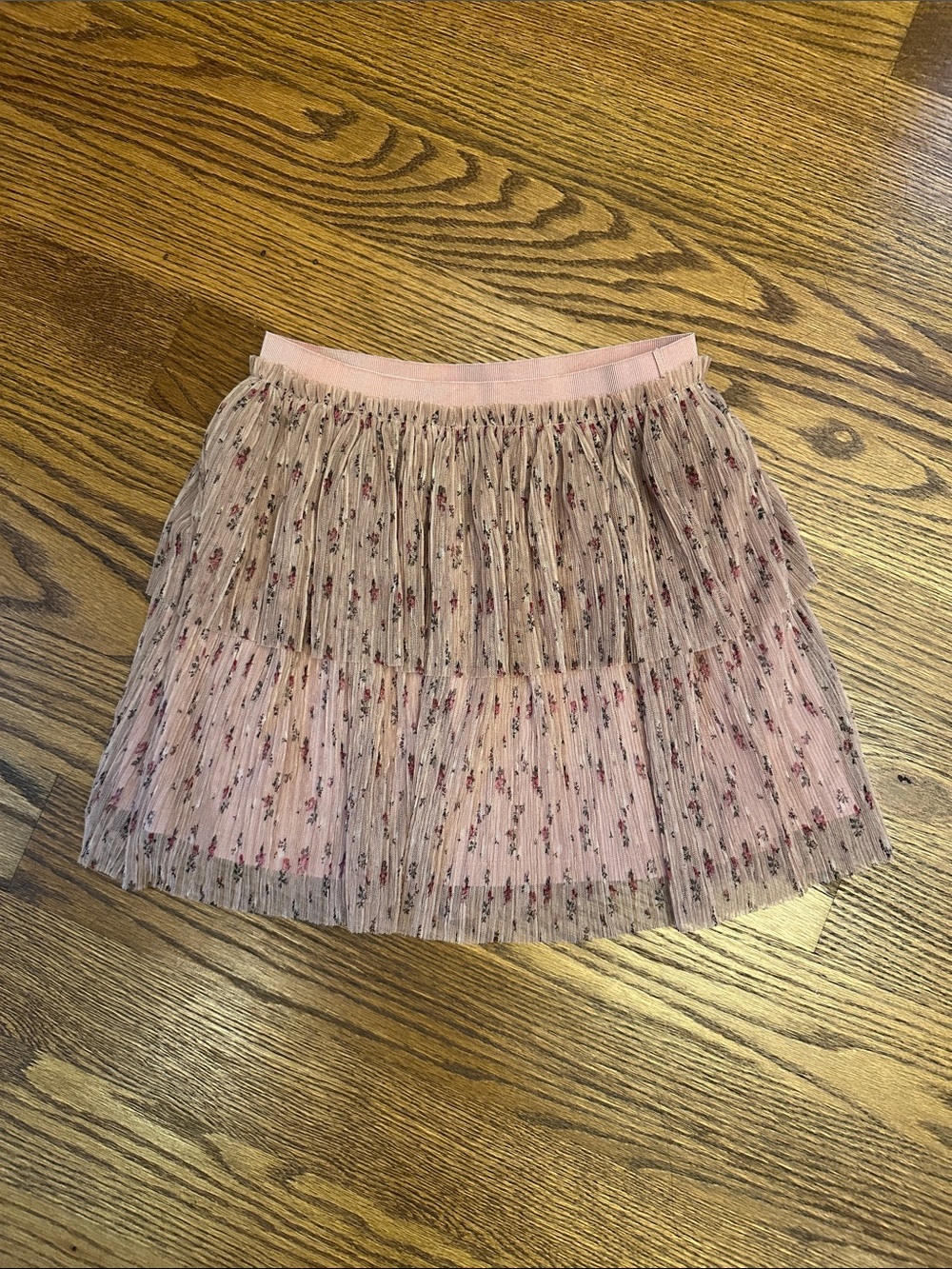 NWT GAP Girls Blush Pink Tiered Floral Mesh Skirt; L
